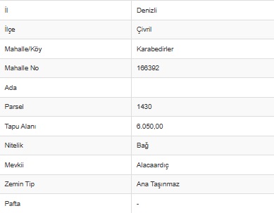 DENİZLİ, ÇİVRİL, KARABEDİRLER’DE 6.050 m² BAĞ